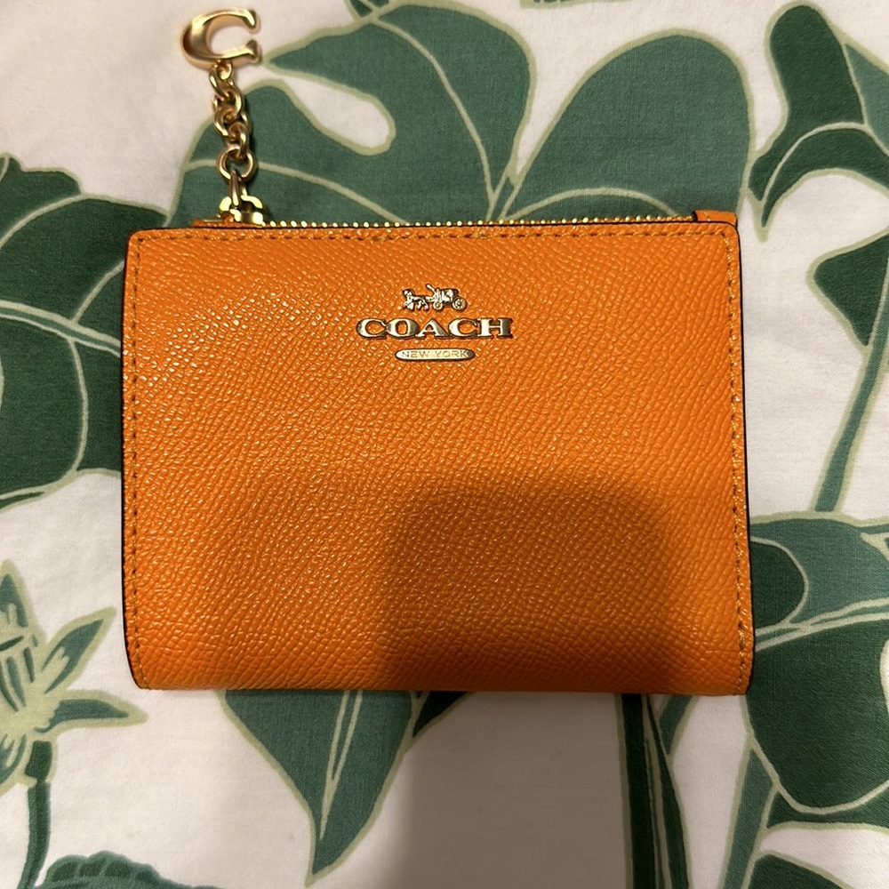 Used Orange Coach Mini Bag w/ Strap and Matching Wallet - Picture 3 of 16